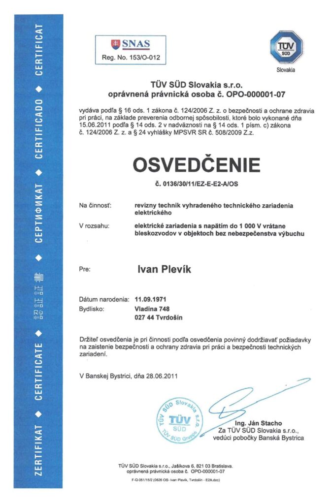 certifikát IME 2