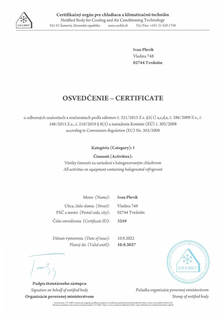 certifikát IME 3